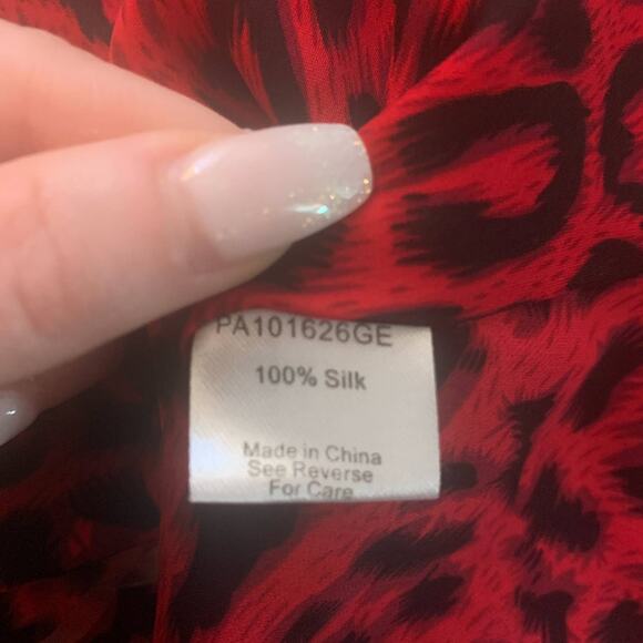 Parker red & black leopard print silk top size S - Picture 8 of 12